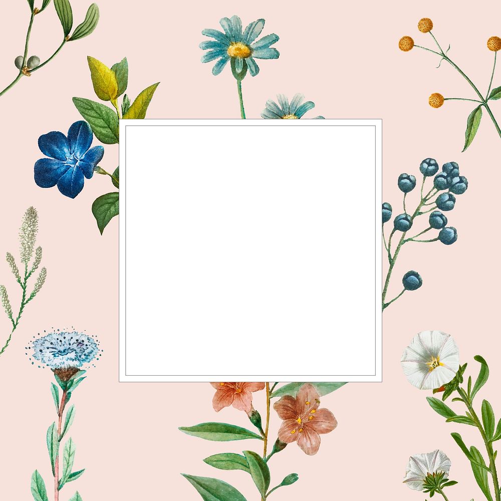 Vintage floral frame with design space