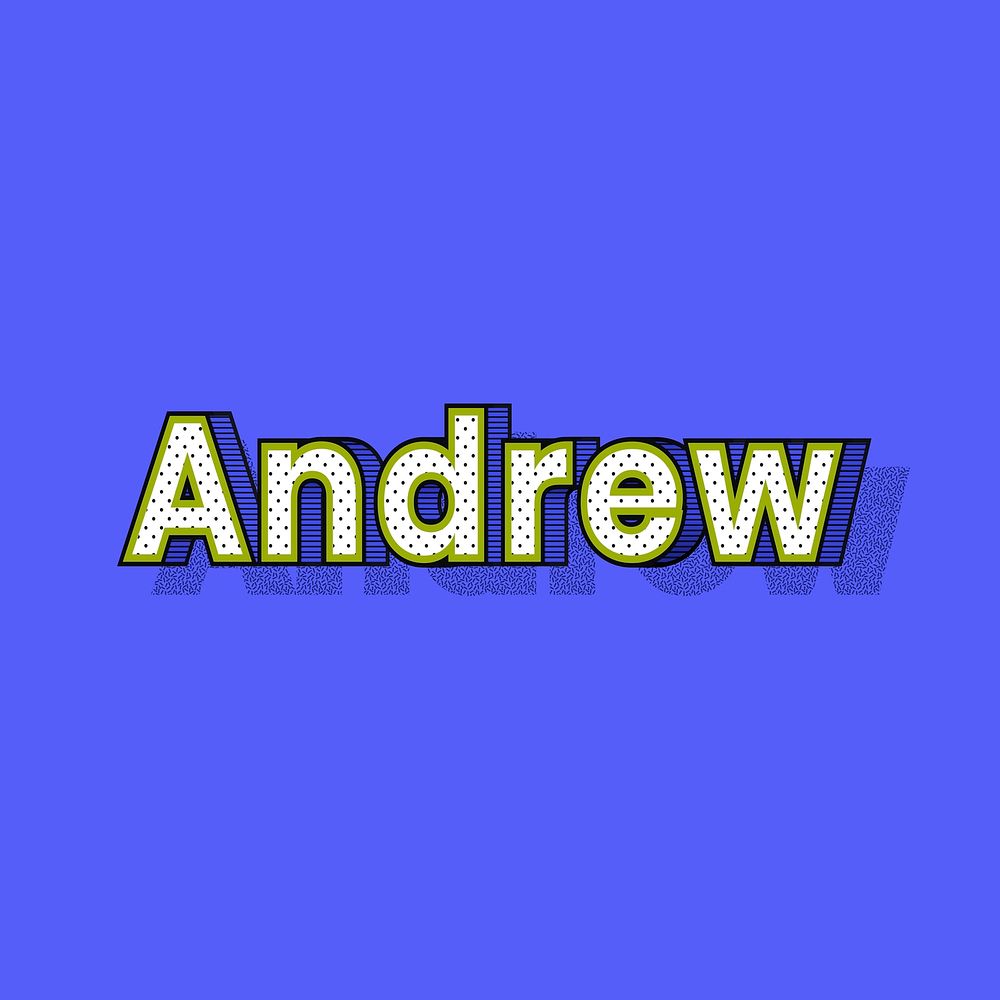 Andrew male name retro polka dot lettering