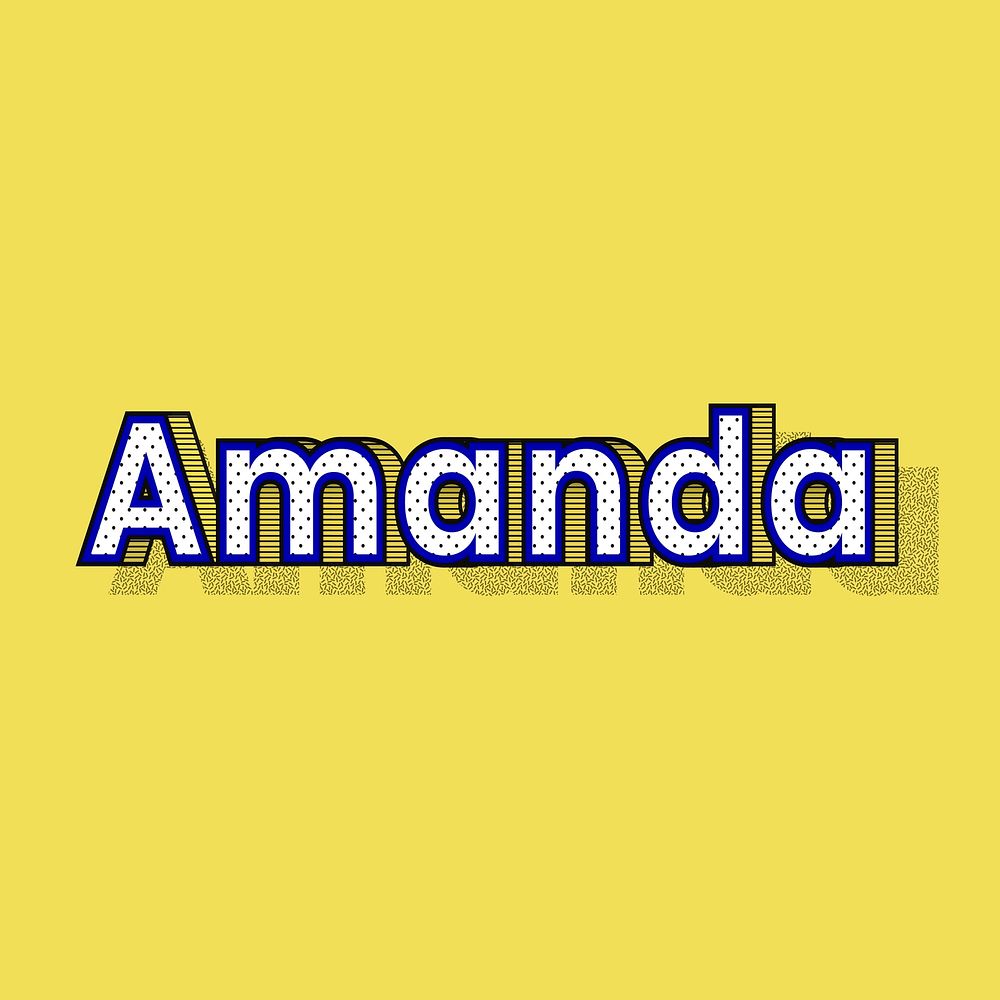 Amanda name halftone shadow style typography