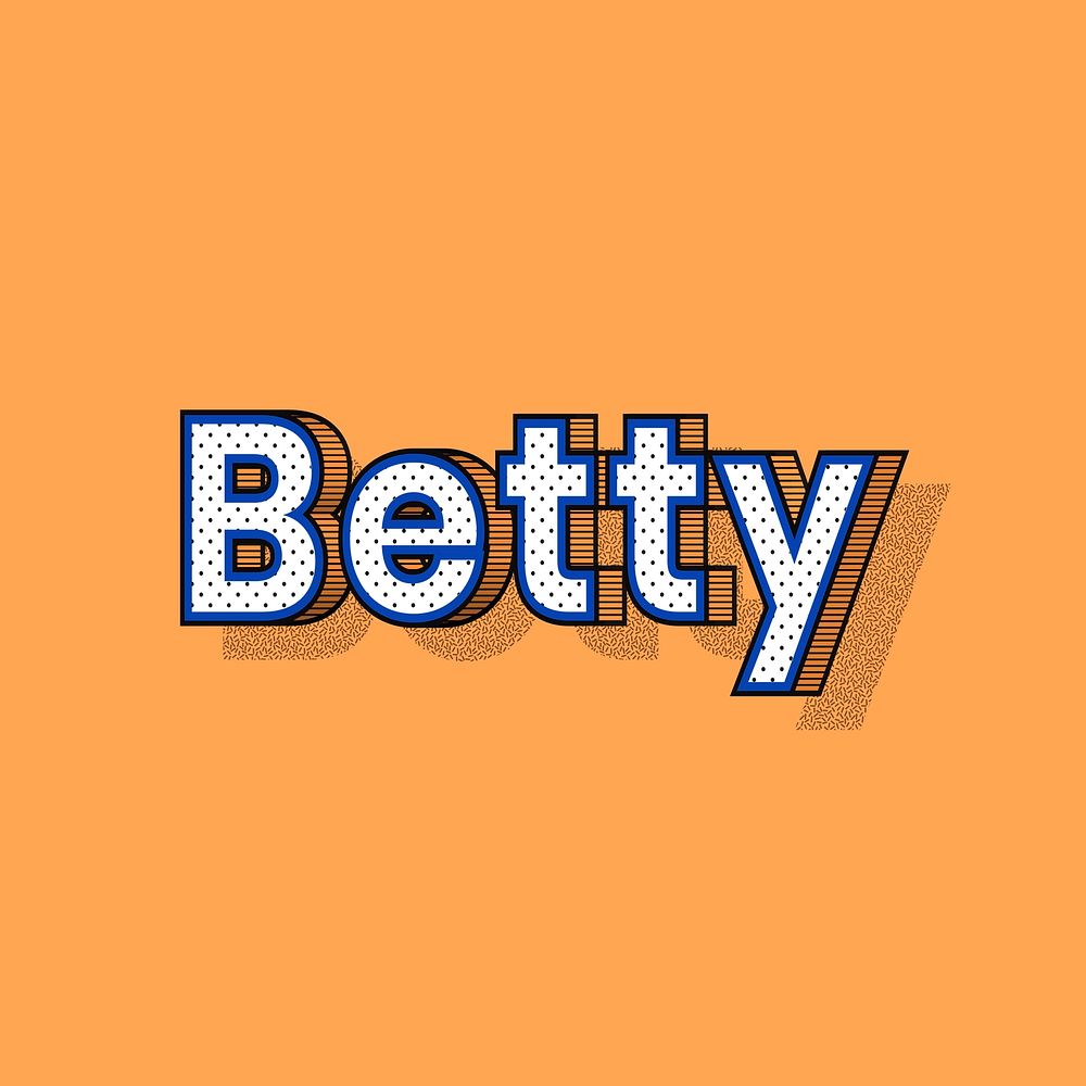 Betty name halftone shadow style typography