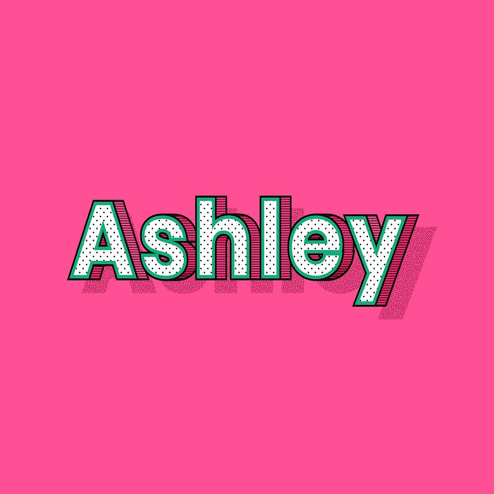 Ashley female name retro polka dot lettering