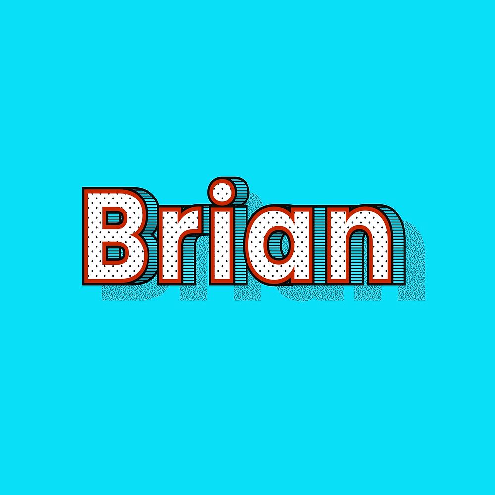 Brian name retro dotted style design