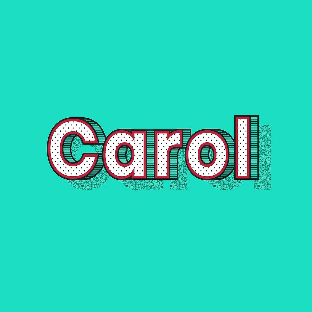 Carol name lettering font shadow retro typography