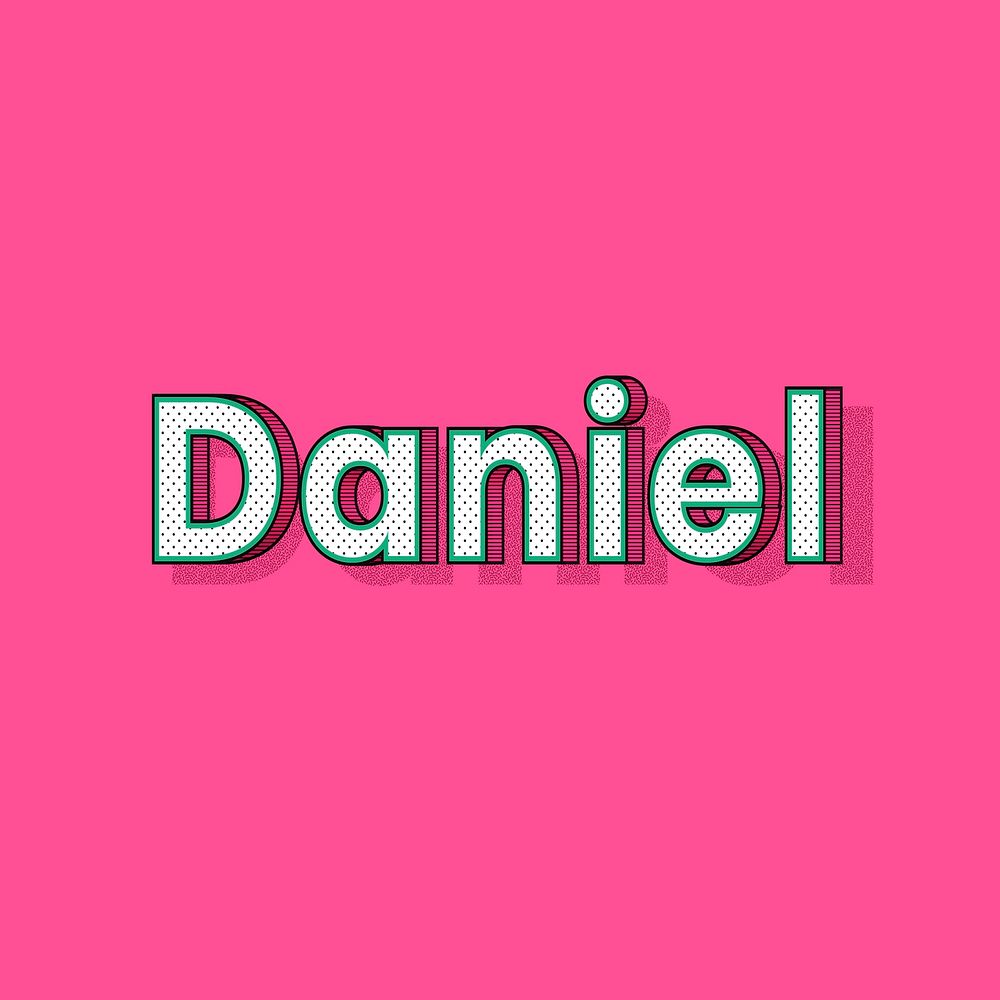 Daniel name lettering font shadow retro typography