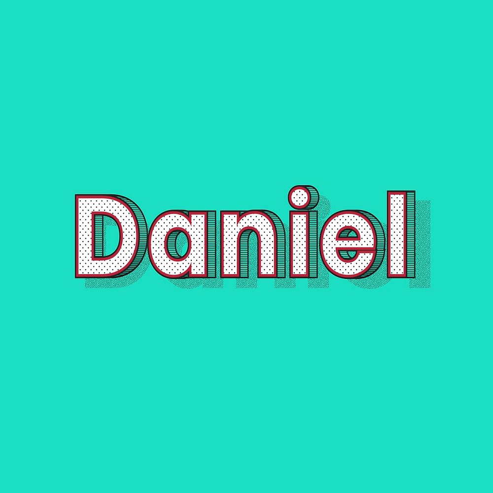 Daniel male name retro polka dot lettering