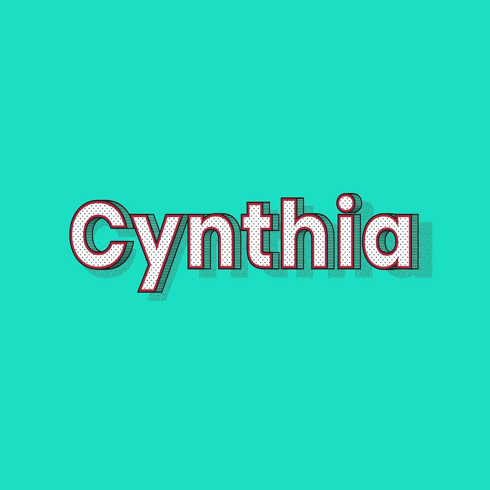 Cynthia name lettering font shadow retro typography