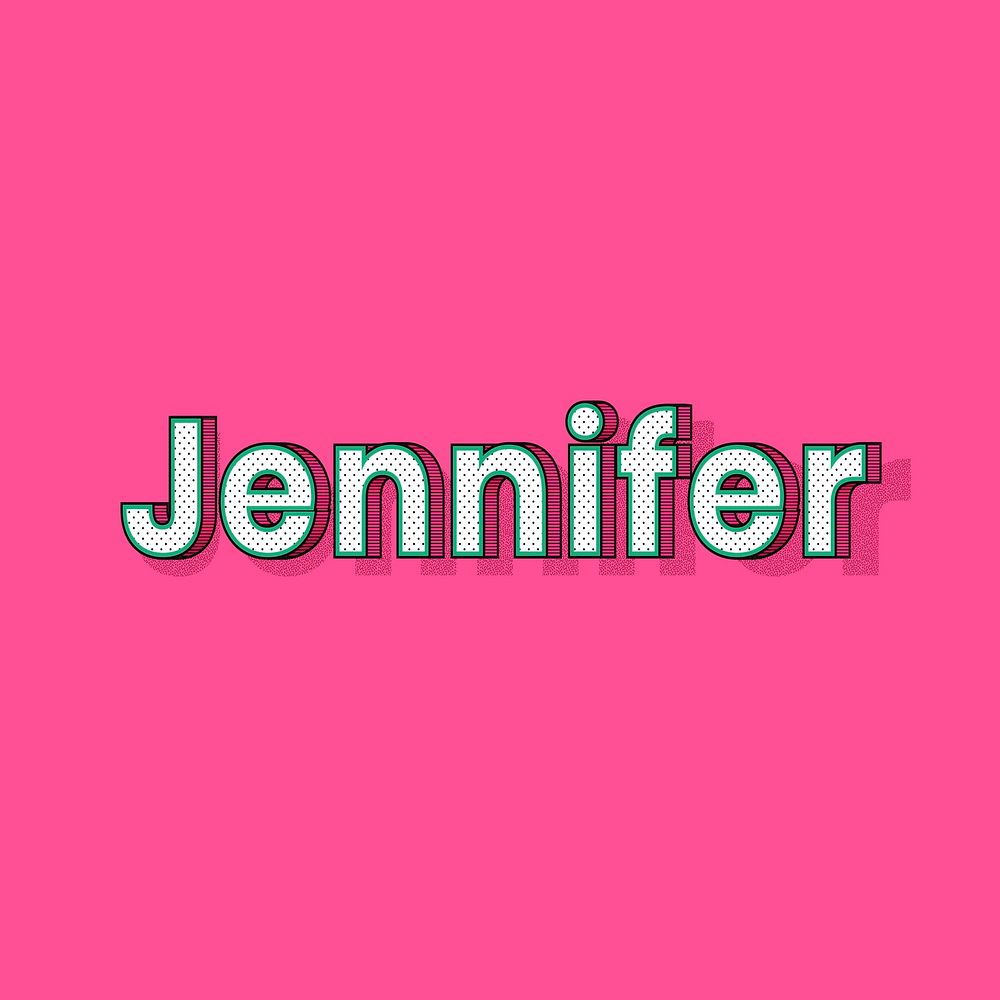 Jennifer female name retro polka dot lettering