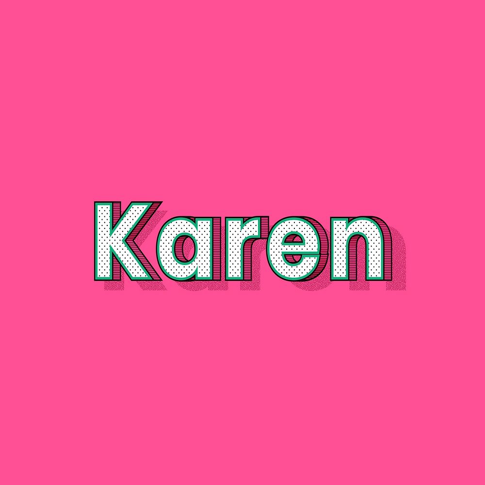 Karen female name retro polka dot lettering