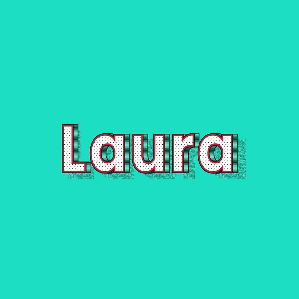 Laura female name retro polka dot lettering