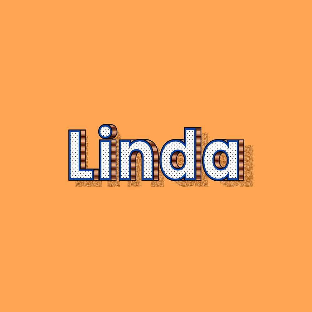 Linda name halftone shadow style typography