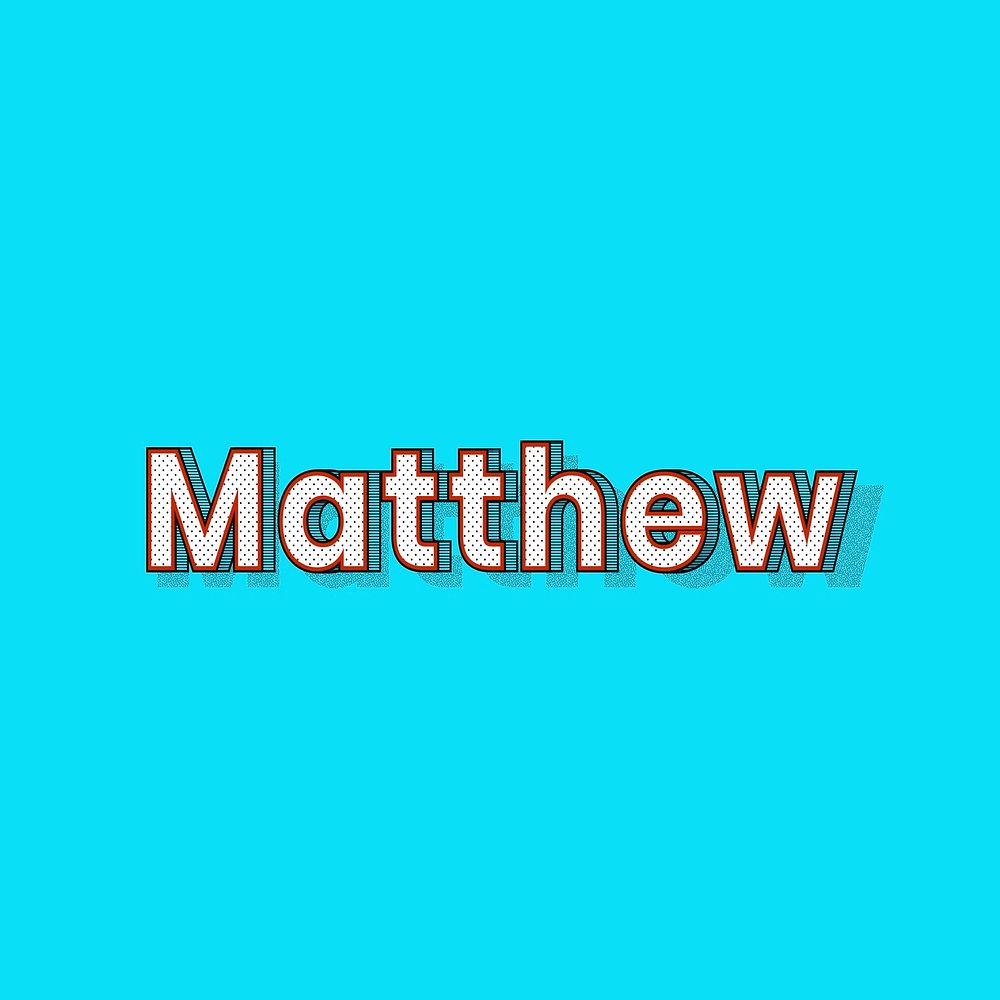 Matthew name retro dotted style design