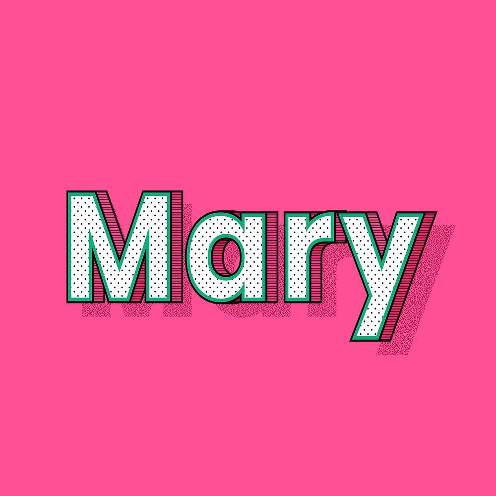 Mary name lettering font shadow retro typography