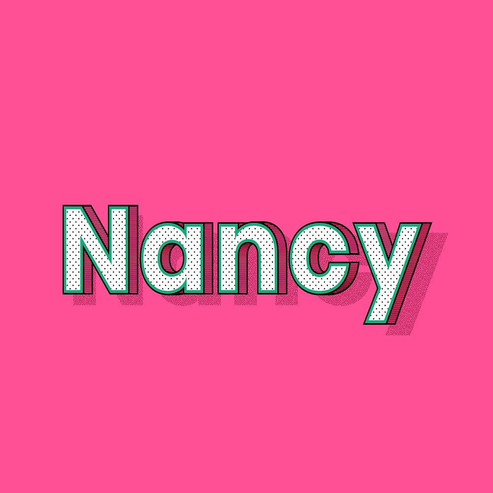 Nancy name lettering font shadow retro typography