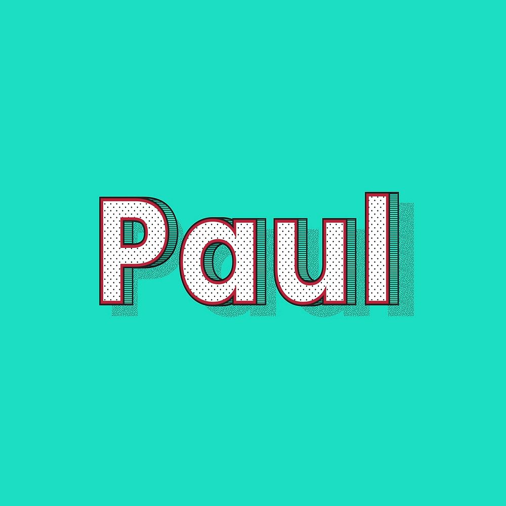 Paul name lettering font shadow retro typography