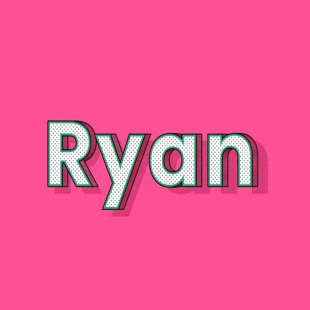 Ryan male name retro polka dot lettering