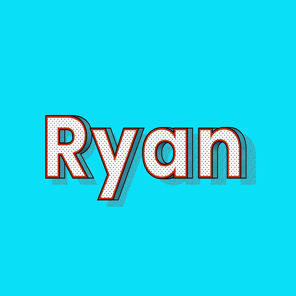 Ryan name lettering font shadow retro typography