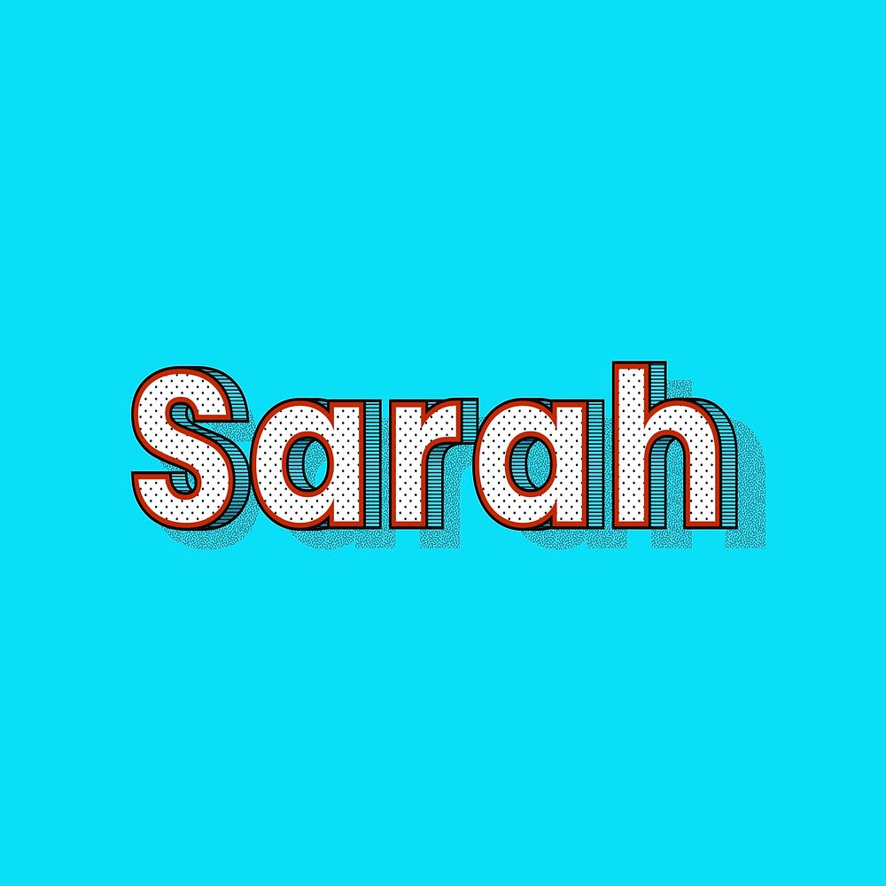Sarah name halftone shadow style typography
