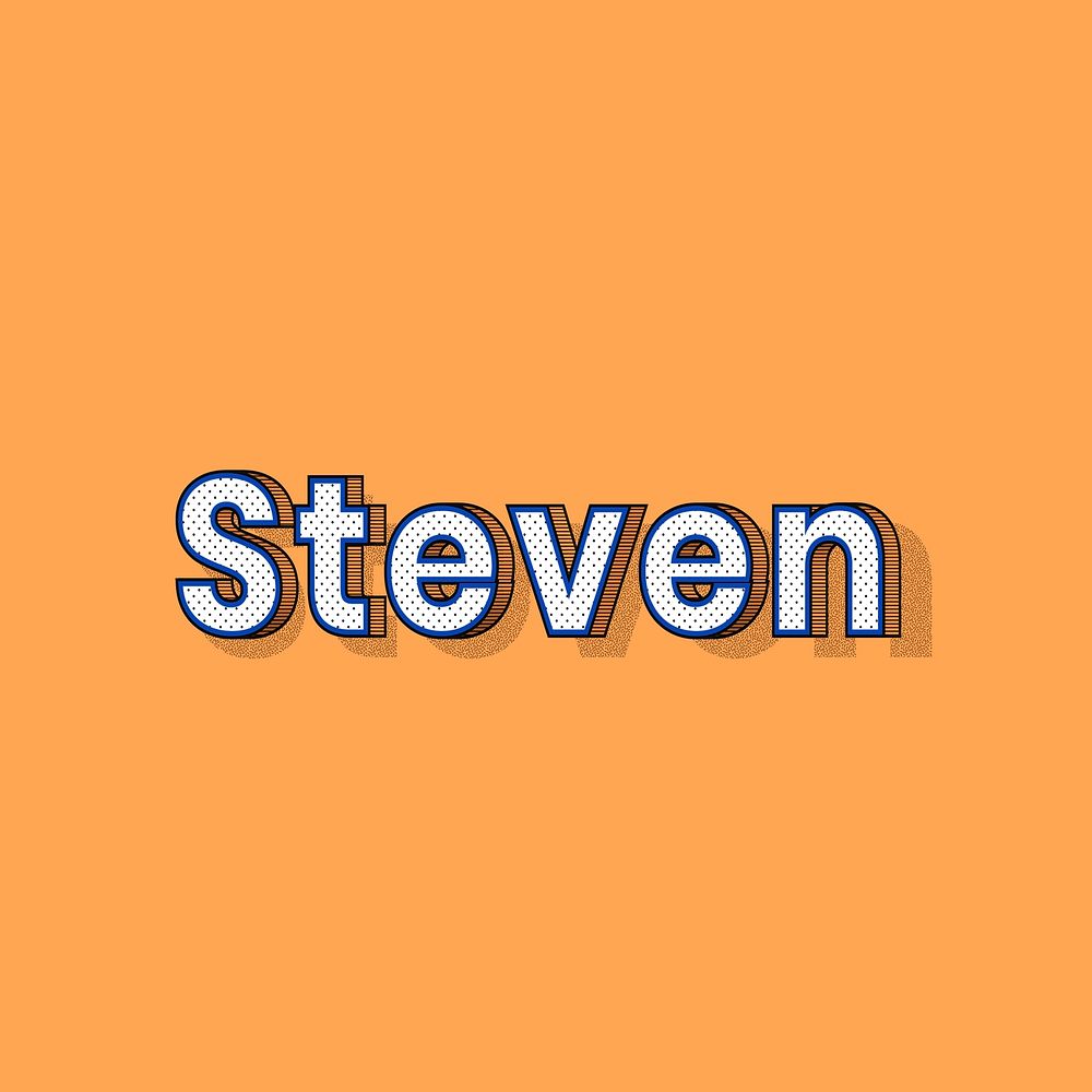 Steven name halftone shadow style typography