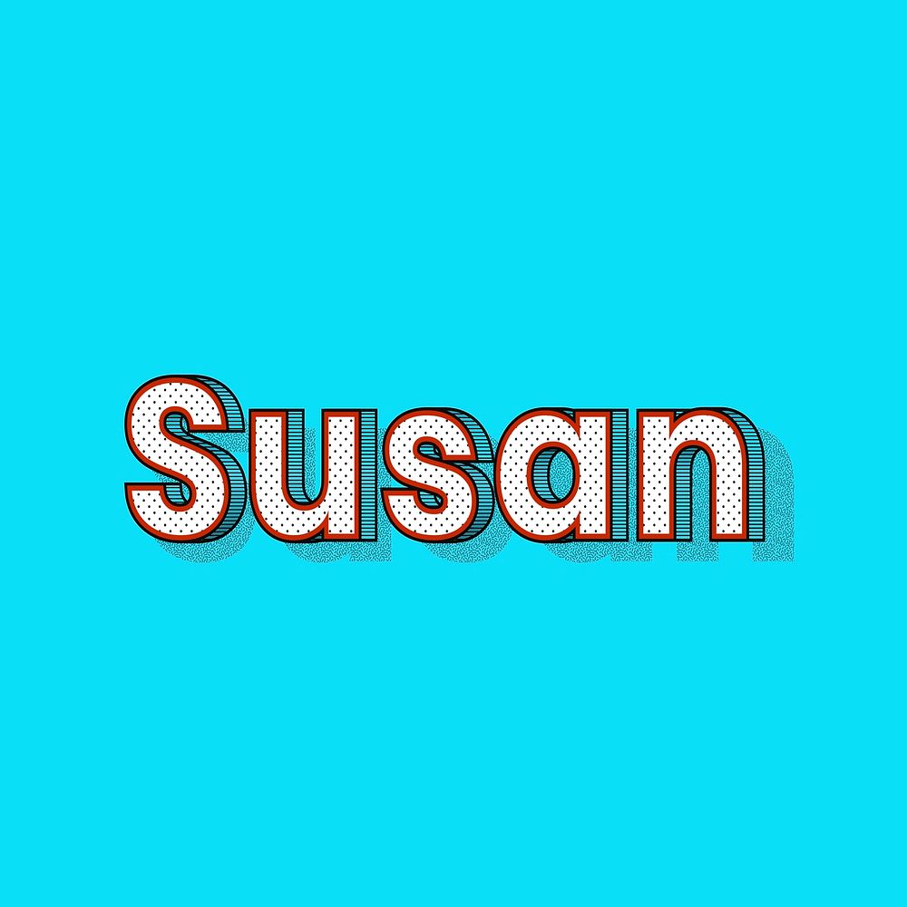 Susan name halftone shadow style typography