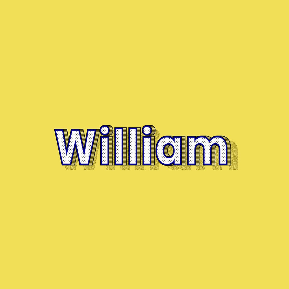William male name retro polka dot lettering