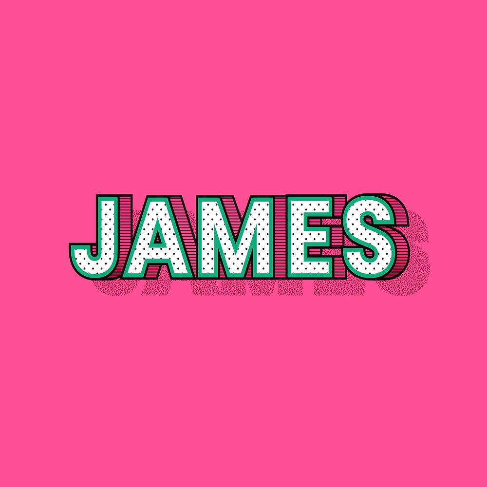 JAMES male name retro polka dot lettering