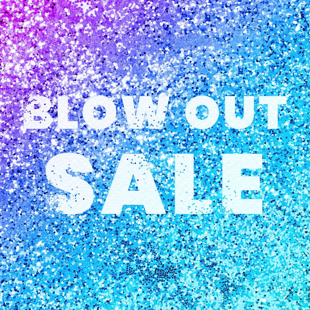 Blow out sale glittery shopping typography
