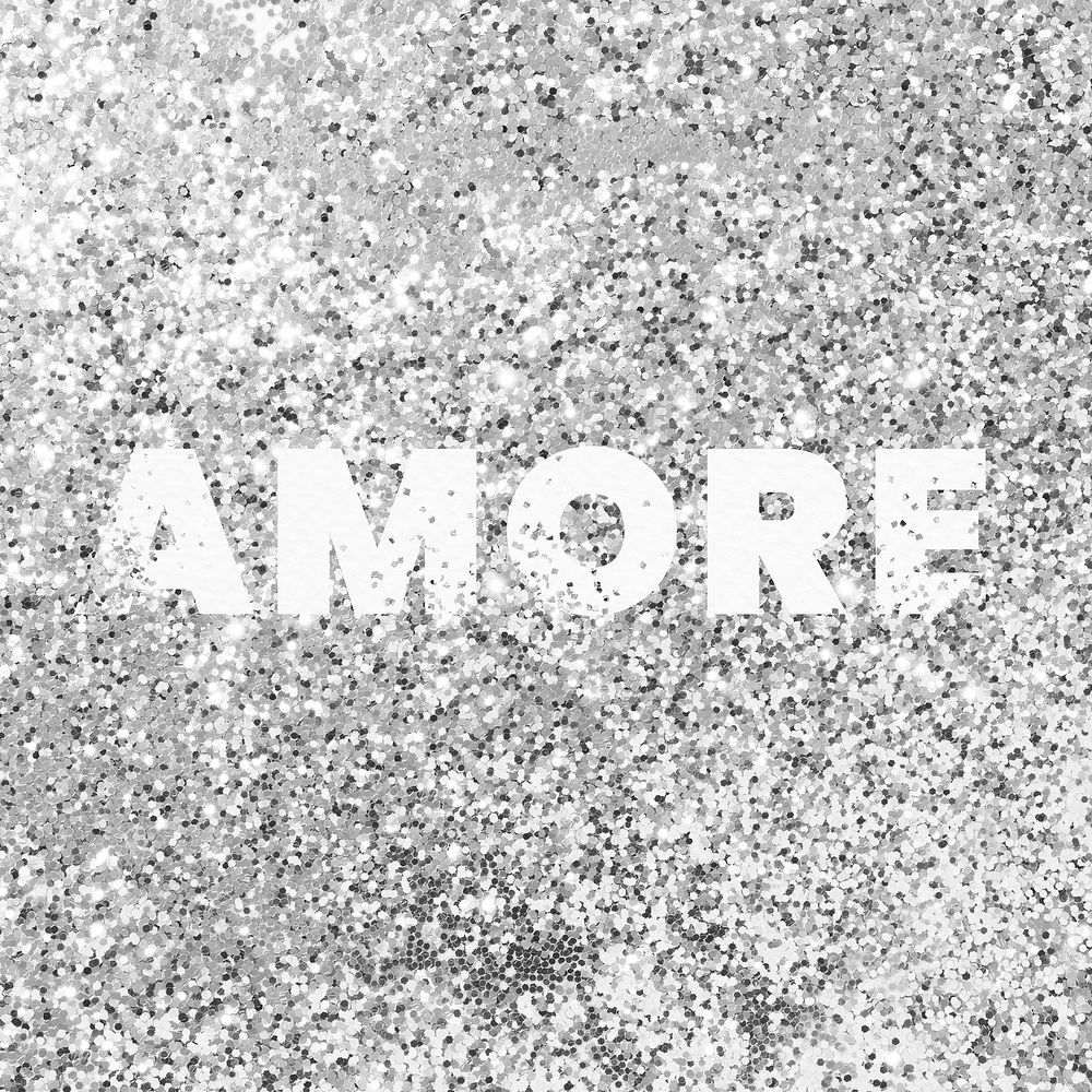 Amore glittery texture love word typography