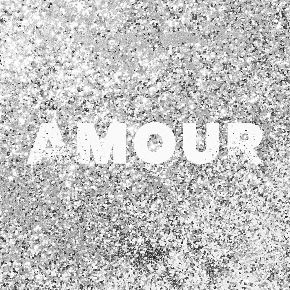 Amour glittery texture word typography