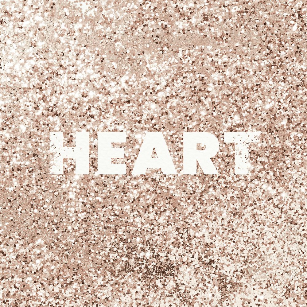 Heart glittery gold texture word typography