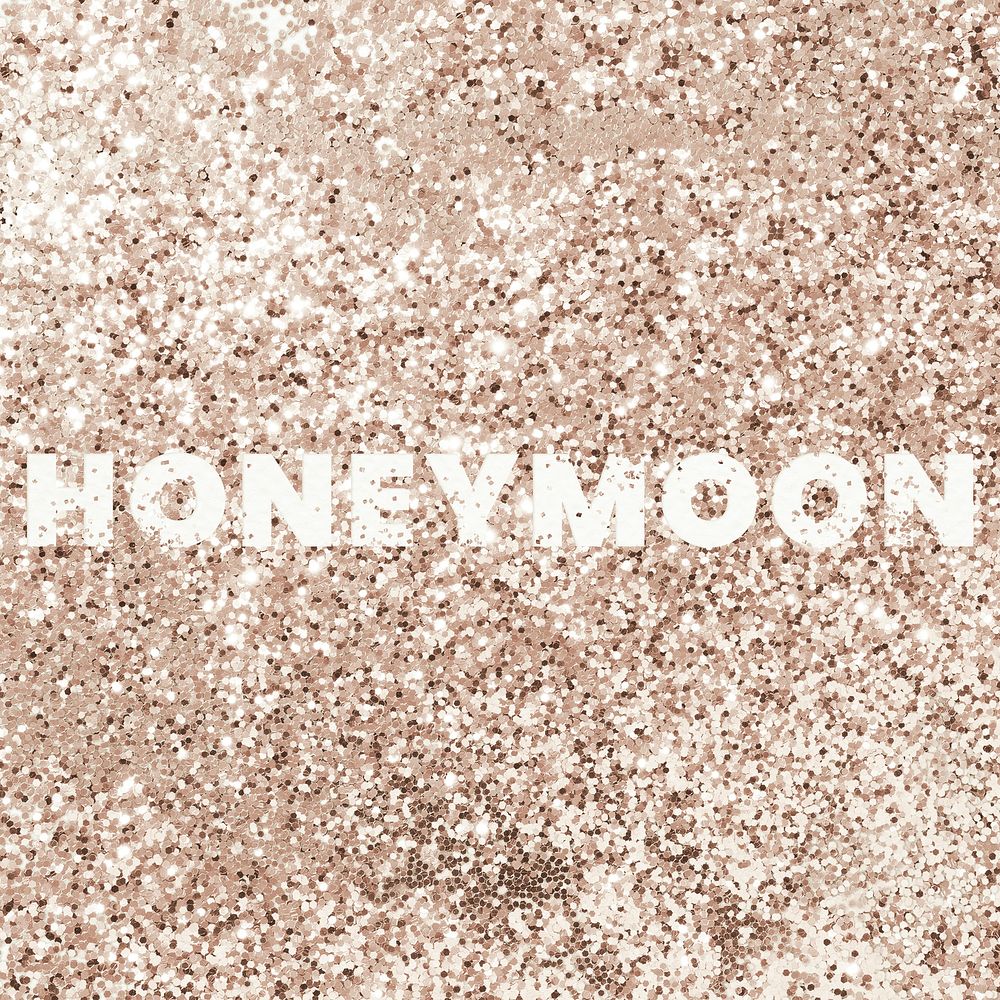 Honeymoon glittery texture word typography