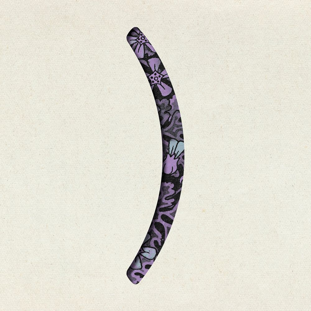 Vintage purple Parenthesis symbol psd typography