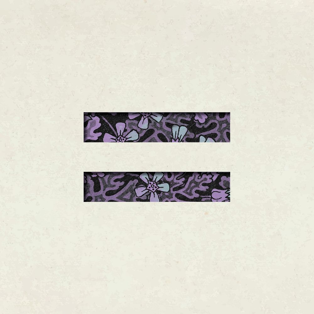 Vintage floral purple Equals sign vector symbol typography