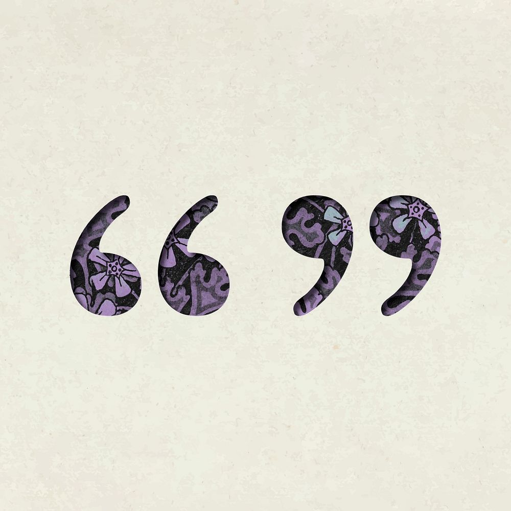 Vintage purple Quotation Mark vector symbol typography