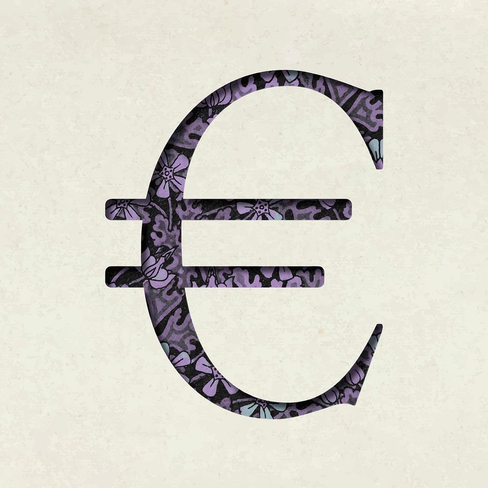 Euro sign retro vector vintage typography icon