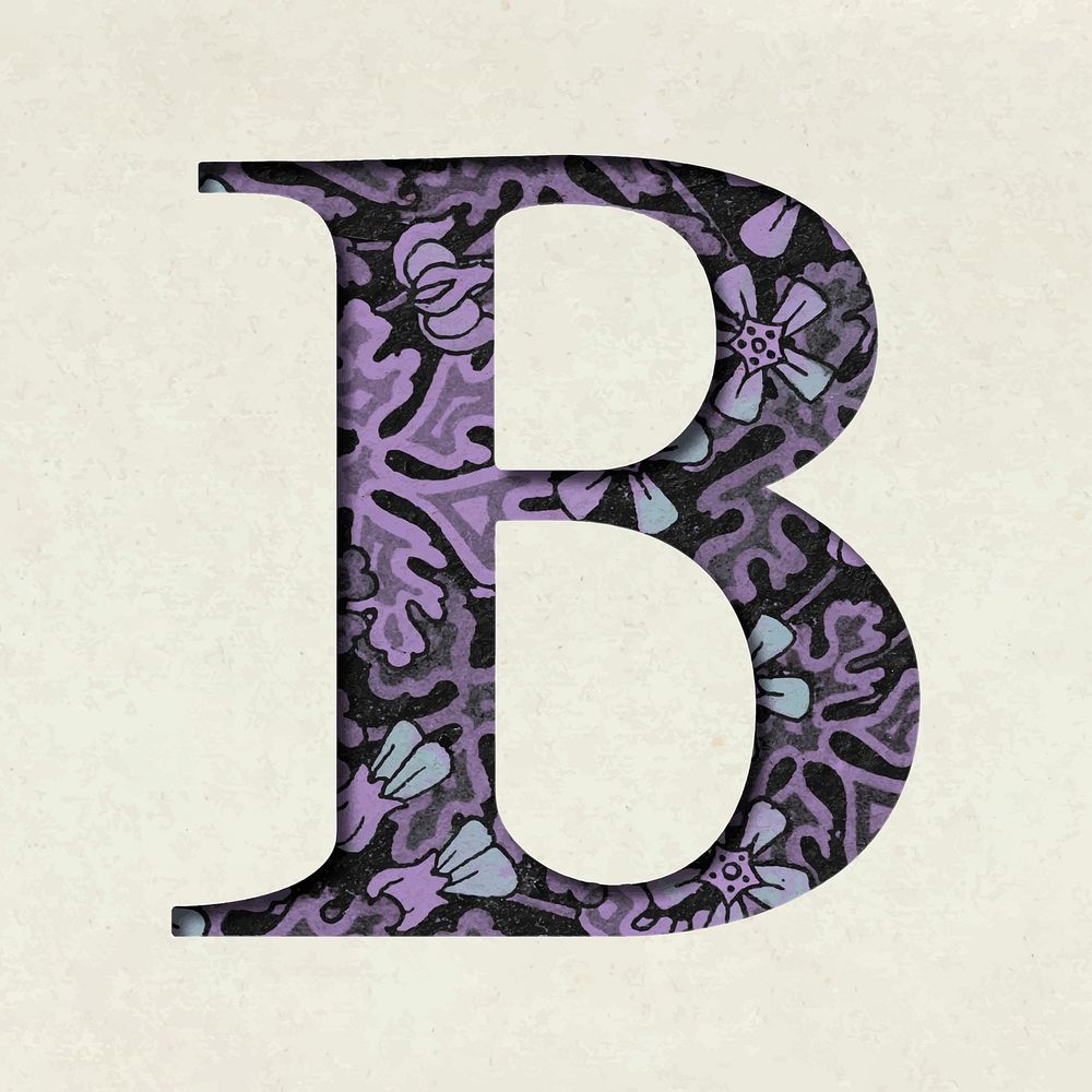 Vintage purple vector letter B typography
