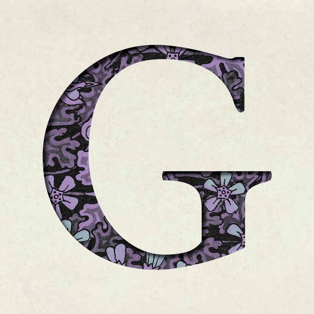 Vintage purple vector letter G typography