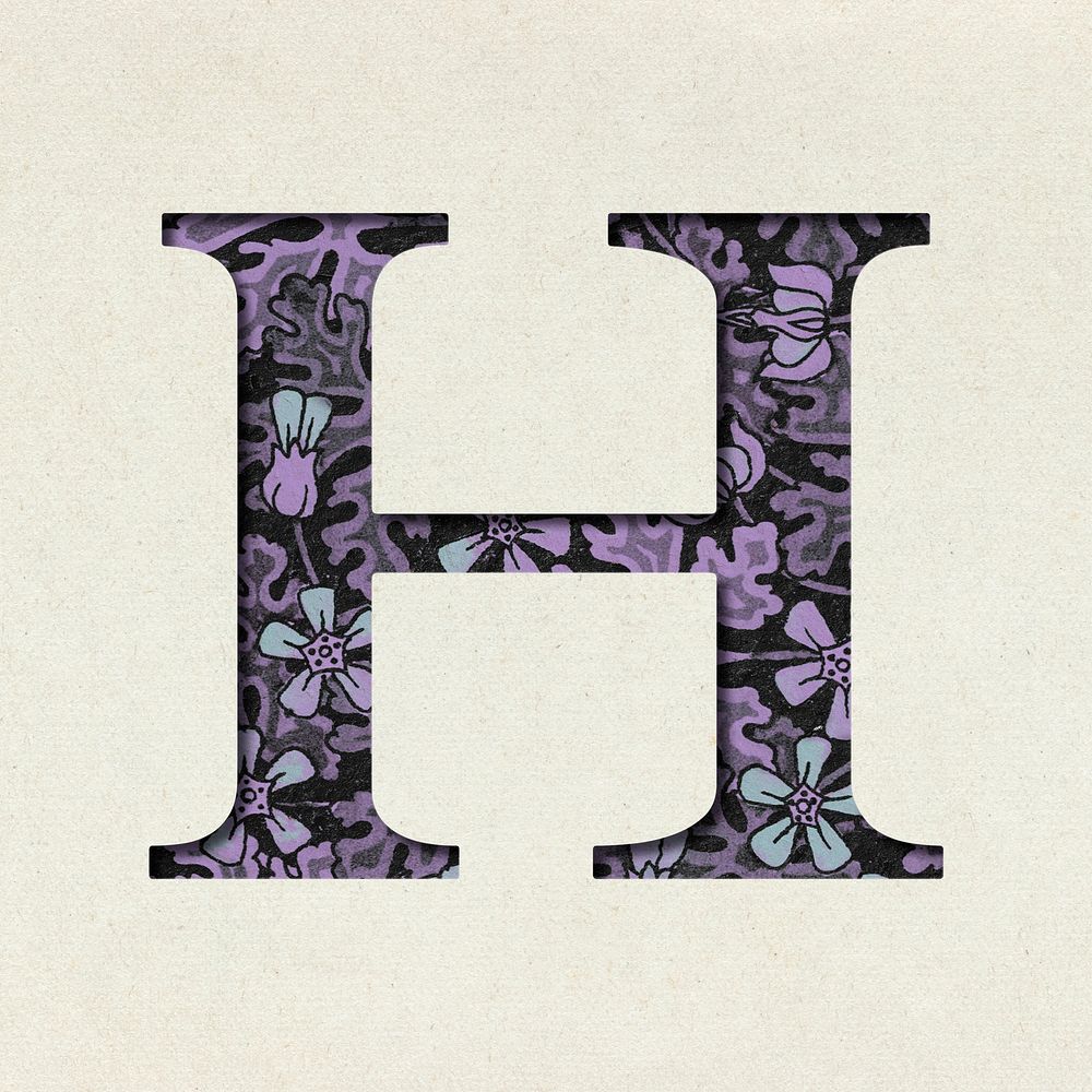 Vintage purple letter psd H typography