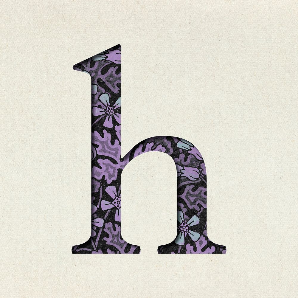 Vintage purple letter H psd typography