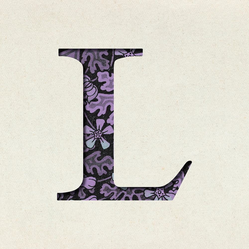 Vintage purple letter psd L typography