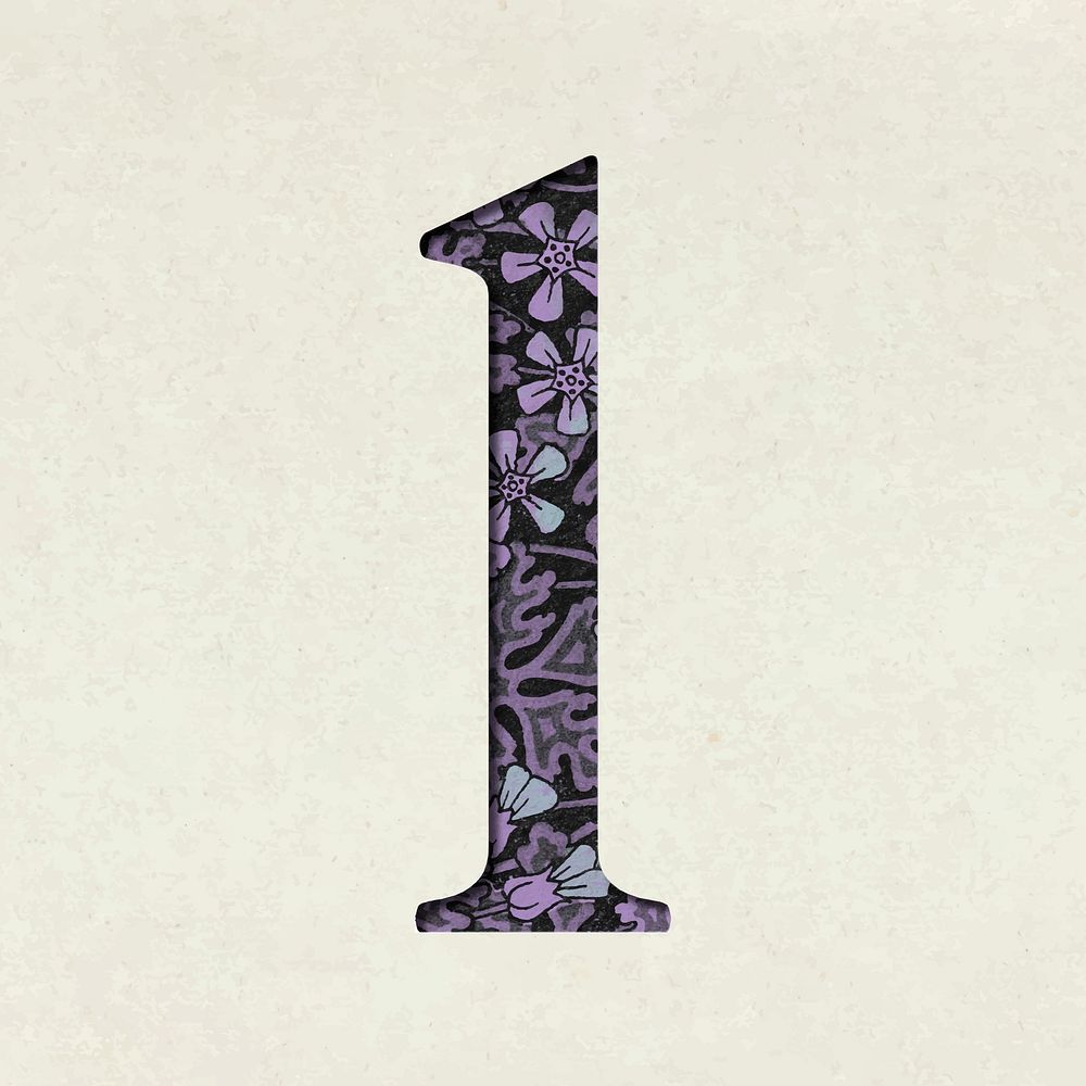 Vintage floral purple lowercase letter l vector typography