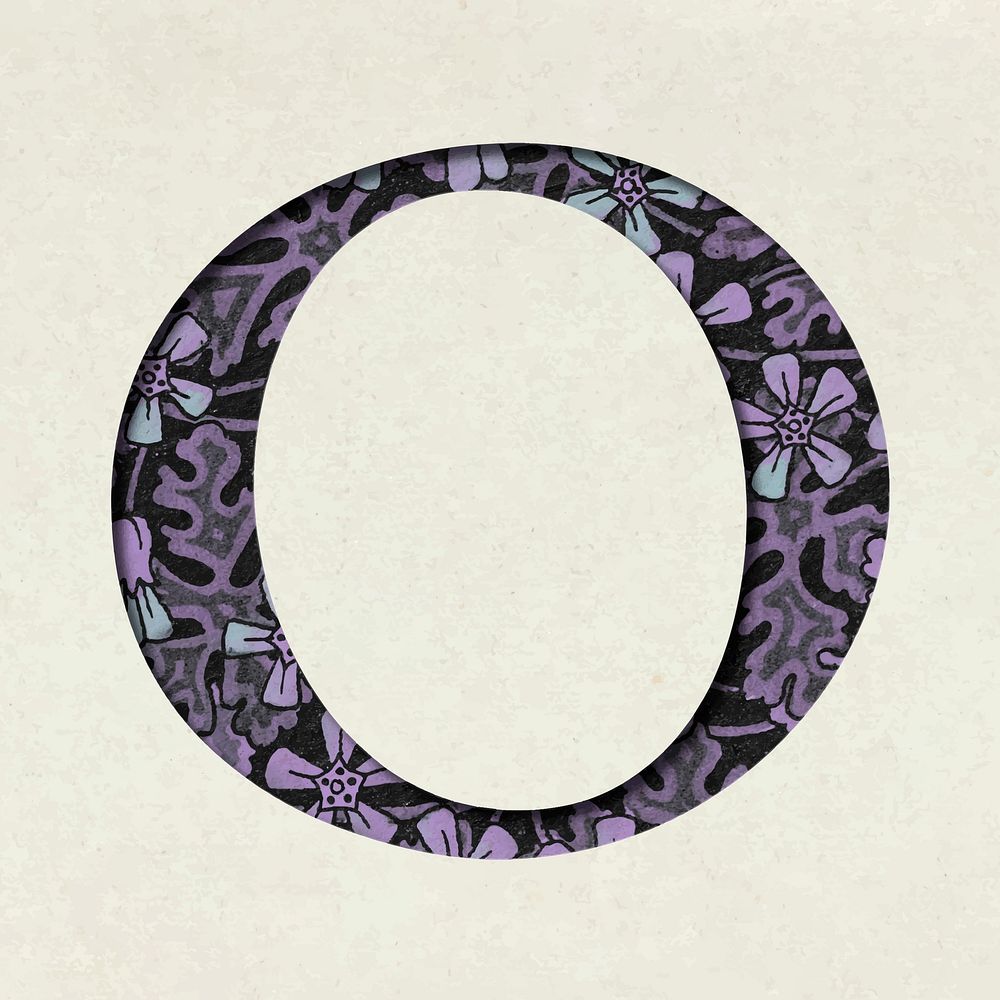 Vintage purple vector letter O typography