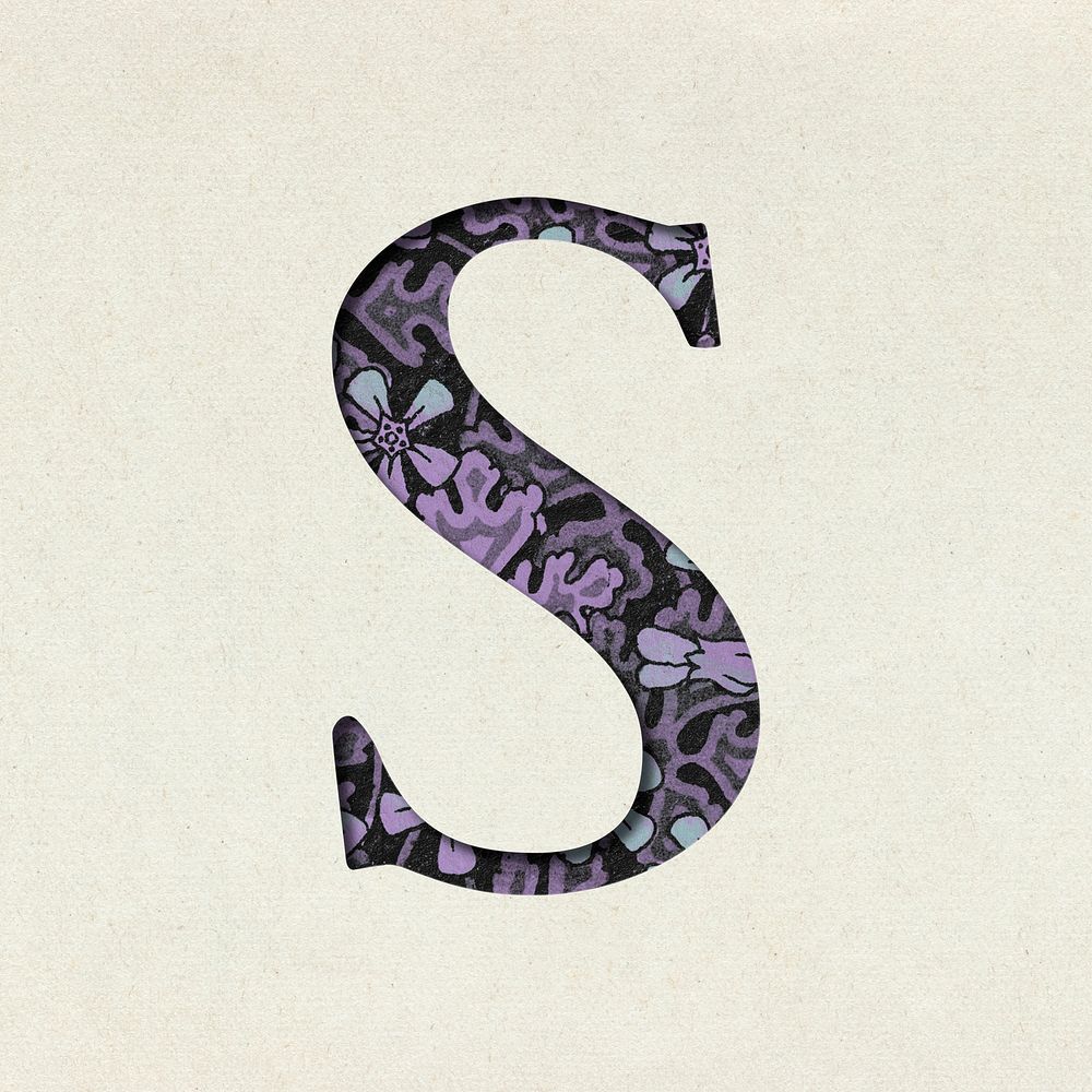 Vintage purple letter psd S typography