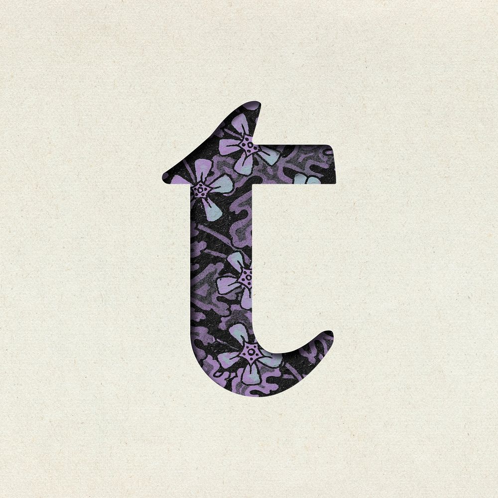 Vintage purple letter T psd typography