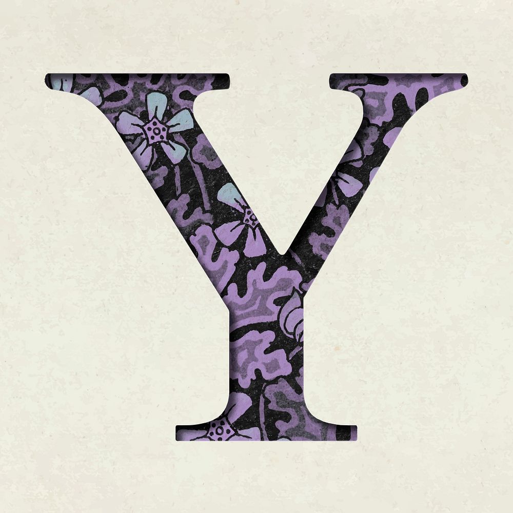 Vintage purple vector letter Y typography