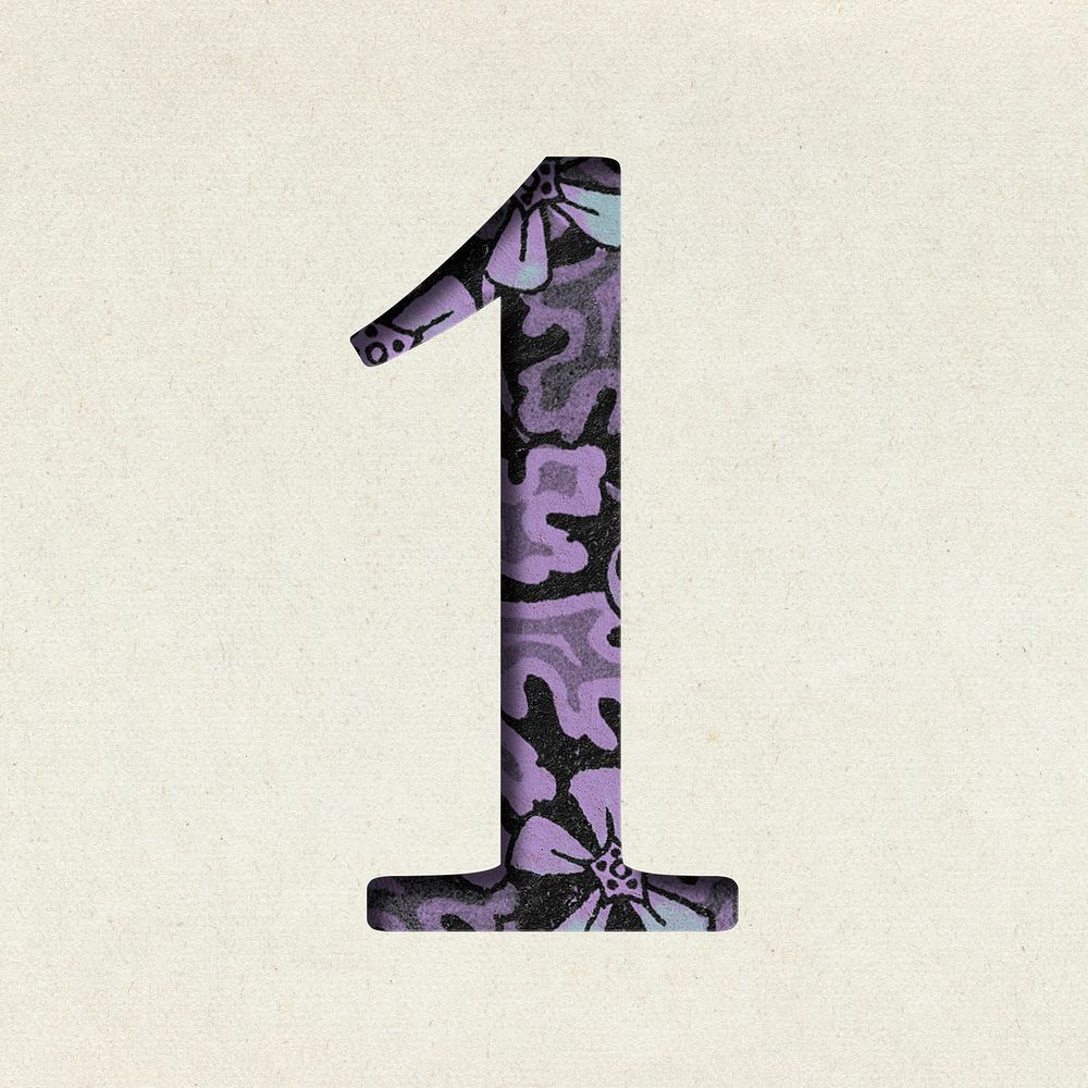 Vintage purple number 1 typography