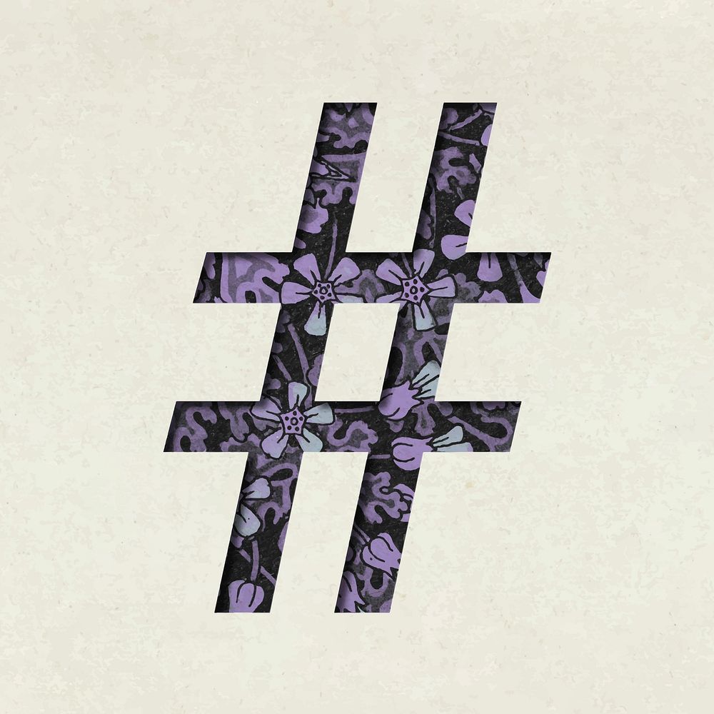 Vintage purple Hashtag vector symbol typography