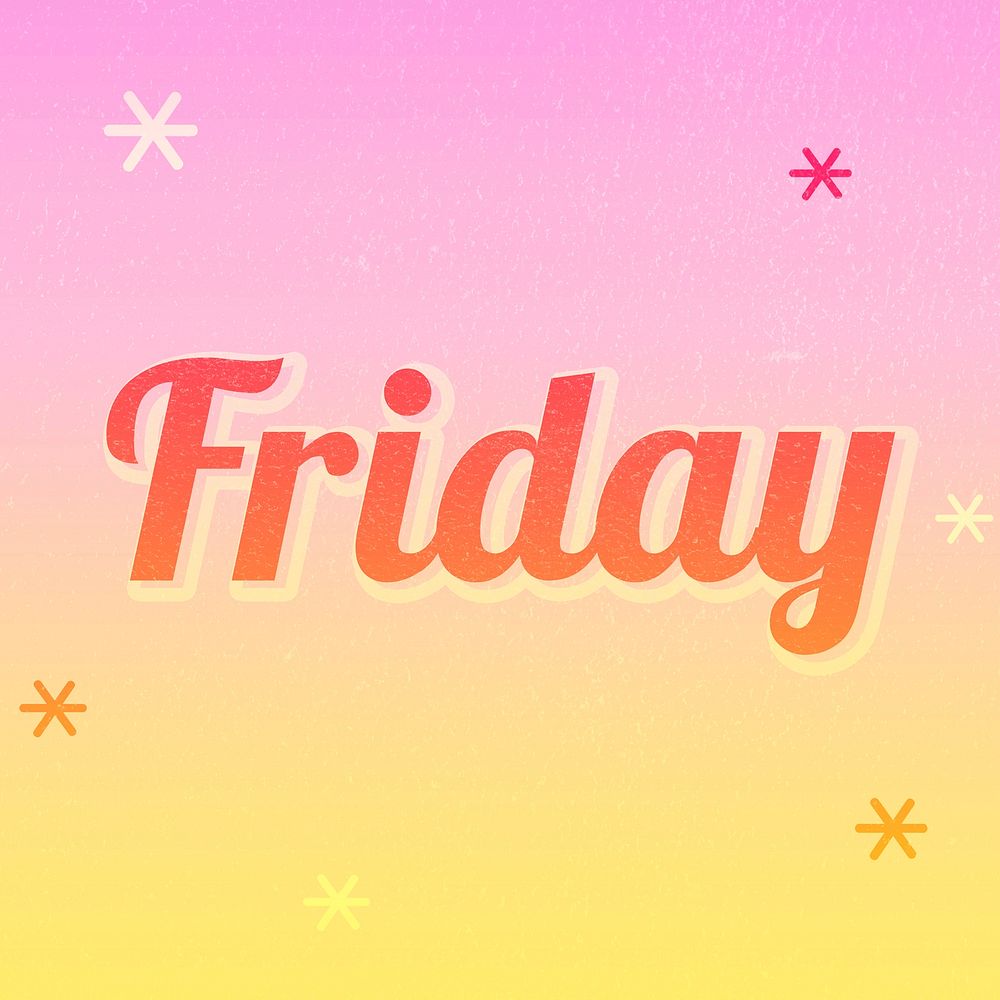 Friday word colorful pastel font