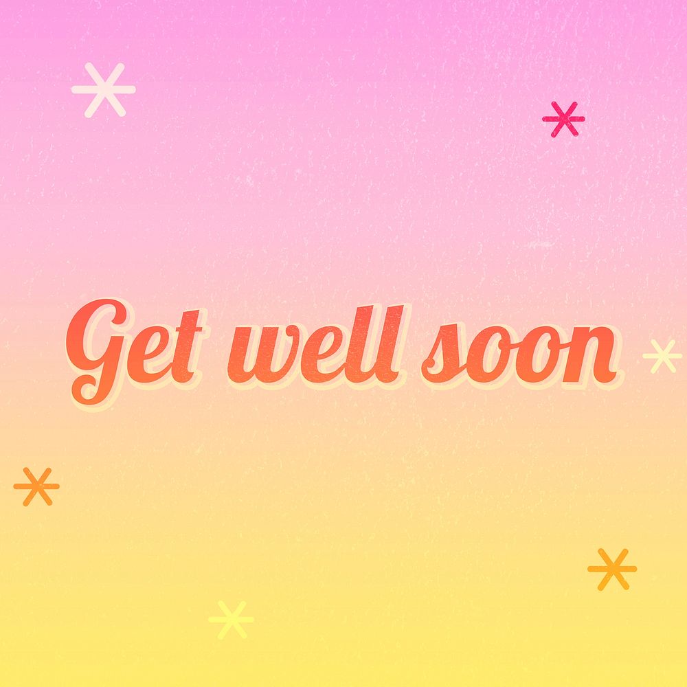Get well soon word pastel illustration