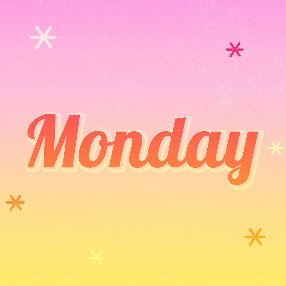 Monday word colorful star patterned typography