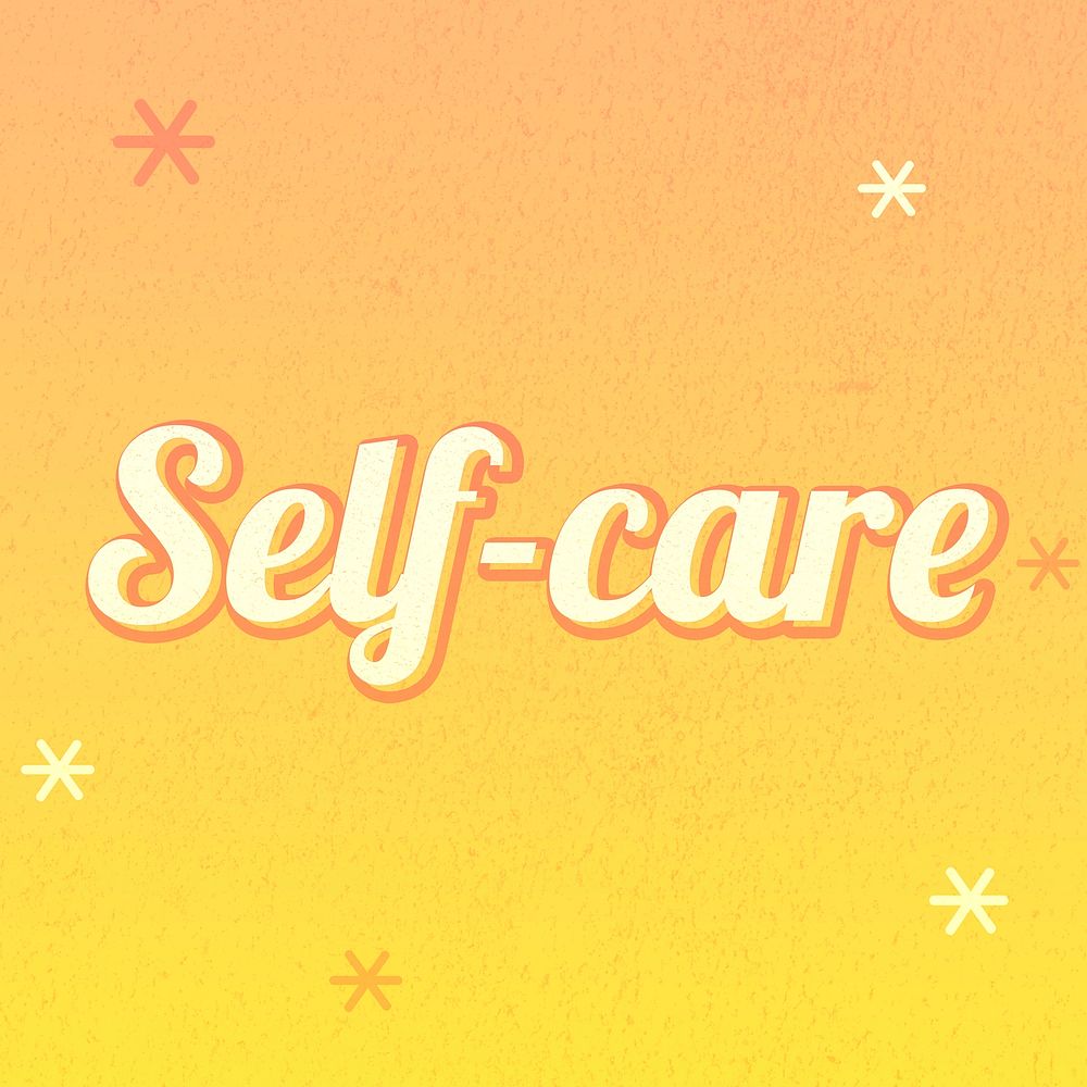 Self-care word orange gradient text